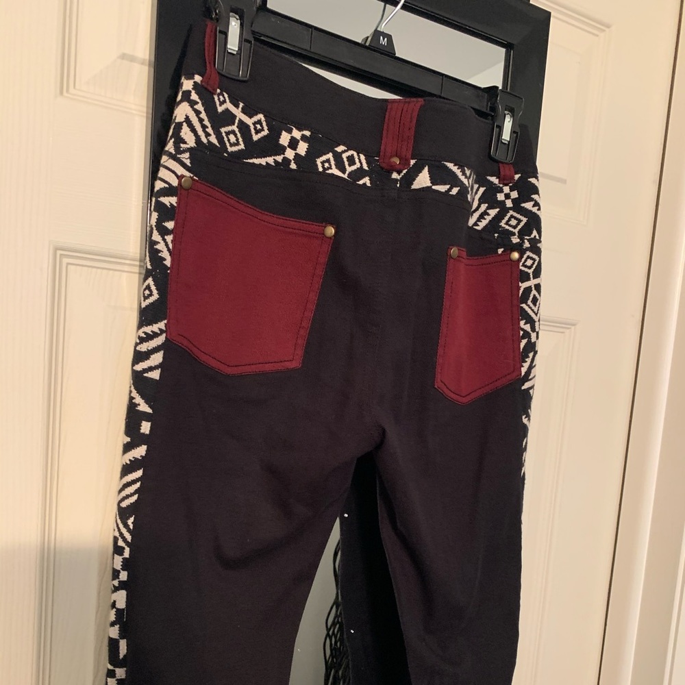 Aztec and Burgundy Black Denim